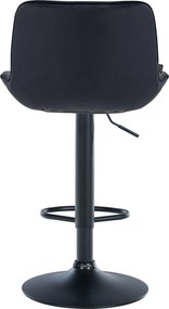 Barová stolička Vonore - zamat, čierny rám - Čierna