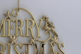 Zlatý vianočný nápis Merry Christmas 18cm