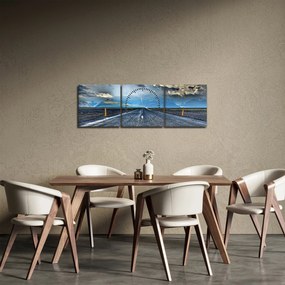 Obraz cesty v búrke (s hodinami) (90x30 cm)