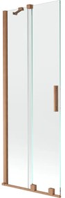 Mexen Velar, 2-krídlová posuvná vaňová zástena 75 x 150 cm, 8mm číre sklo, medená matná, 896-075-000-01-65