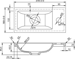 Aqualine Aqualine, nábytkové umývátko, liatý mramor, 37x18cm, biela, LM370