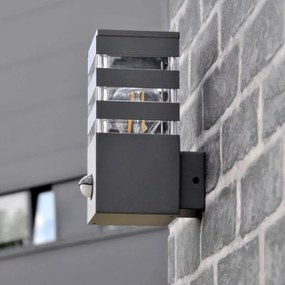 Vonkajšie nástenné svietidlo so senzorom TEKSAS 1xE27/12W/230V IP44 antracit