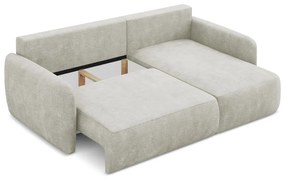 Krémová ženilková rozkladacia/s úložným priestorom rohová pohovka (pravý roh/s leňoškou) Lilo – Makamii