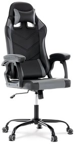 Herné kreslo GEAR — ekokoža, čierna / sivá