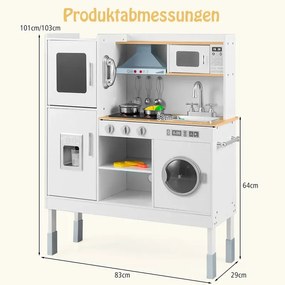 Drevená detská kuchynka so 16 hracími doplnkami pre deti od 3 rokov. 83 x 29 x 103 cm, natural.