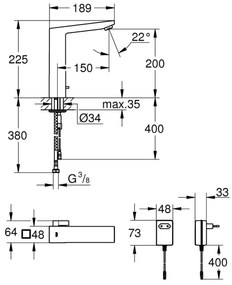GROHE 36440000 - Infračervená elektronická umývadlová batéria EUROCUBE E DN 15 chróm