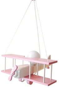 HELLUX Detský závesný drevený luster, bielo-ružový, E27, 1x60W