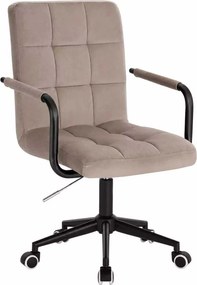 LuxuryForm DESIGN Otočná stolička VERONA BLACK VELUR na čiernej podstave s kolieskami - latte