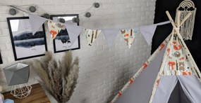 Detský stan TEEPEE (TÝPIE) ANIMALS s doplnkami - LESNÉ ZVIERATÁ - šedý/béžový