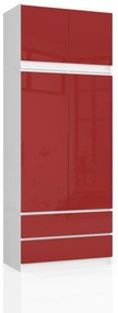 Šatníková skriňa s nadstavcom Star 90 cm biela/červená lesk