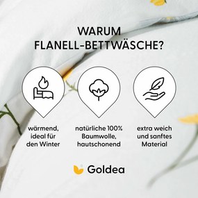 Goldea flanelové posteľné obliečky - harmanček 140 x 200 a 70 x 90 cm