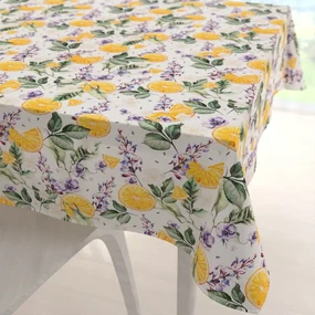 Biante Dekoračný štvorcový obrus PML-103 Pomaranče medzi kvetmi na bielom 120x120 cm