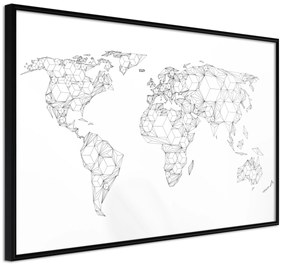 Artgeist Plagát - Geometric Map [Poster] Veľkosť: 45x30, Verzia: Čierny rám s passe-partout