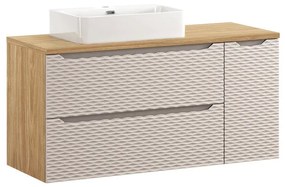Závěsná skříňka Ocean Trust s deskou a umyvadlem 120 cm béžová/dub olejovaný