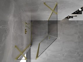 Mexen Mist, päťuholníkový sprchový kút výklopný 90 x 100 cm, číre sklo, zlatý matný profil, 8A8-090-100-55-00