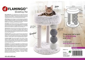 Flamingo Škrabadlo pre mačky DUCHESS, 61,5 cm, sivá/biela
