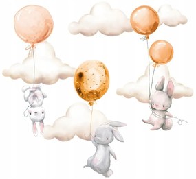 Vulpi Samolepky do detskej izby Oranžoví zajačikovia na balónoch 100x50 + meter