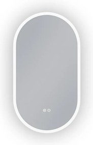 Erga Demi, oválne LED zrkadlo 50x90cm, 3 farby svetla, predné osvetlenie, vyhrievacia podložka proti zapareniu, ERG-V01-DEMI-5090-CL