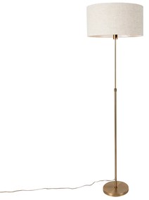 Stojaca lampa nastaviteľná bronzová so svetlosivým tienidlom 50 cm - Parte