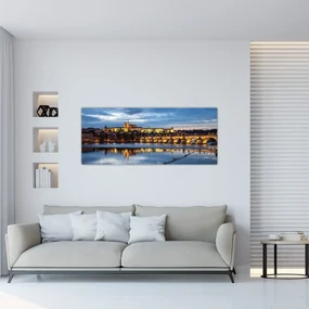 Obraz Pražského hradu a Karlovho mosta (120x50 cm)