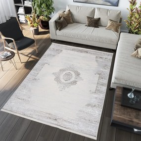 Dizajnový vintage koberec so vzorom v krémovej farbe Šírka: 80 cm | Dĺžka: 150 cm
