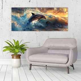 Obraz - Delfín, ilustrácie (120x50 cm)