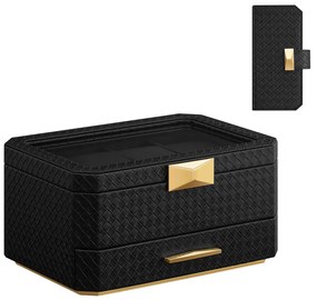 Songmics Box na hodinky Watch, 27,3x14,5x19,5 cm, čierna/zlatá