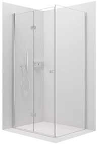 Cerano Volpe, sprchovací kút so skladacími dverami 100(dvere) x 90(stena), 6mm číre sklo, chrómový profil, CER-CER-427219