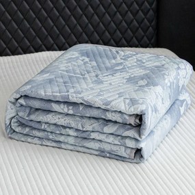 Prehoz na posteľ FLOWERS modrý / sivý Rozmer: 200 x 220 cm