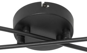 Moderné stropné svietidlo čierne 4-žiarovkové s dymovým sklom - Atény