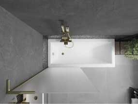 Mexen Next L, 1-krídlová vaňová zástena 80 x 150 cm, 6mm sklo námraza, zlatý lesklý profil, 895-080-000-03-30-50
