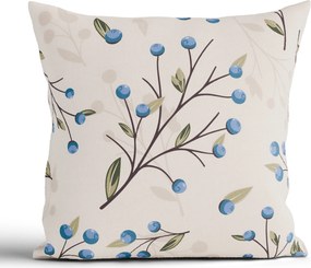 Bavlnená obliečka na vankúš Renforcé 40 × 40 cm - Čučoriedky prírodné