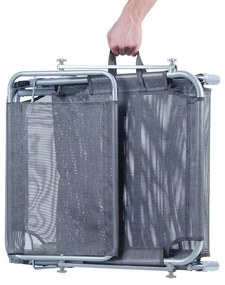 Záhradné ležadlo so strieškou sivé