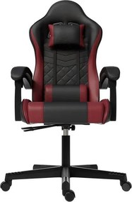 Ergonomická herná stolička, čierna/červená, vankúšiky,