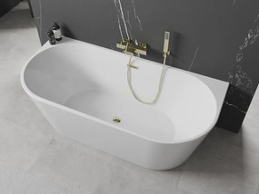 Mexen Oval, voľne stojaca nástenná vaňa 170 x 80 cm, biela, zlatý lesklý prepad, 52671708000-50