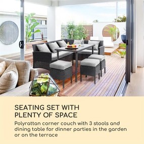 Titania Dining Lounge Set, záhradná sedacia súprava, čierna/svetlosivá