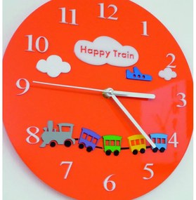 Nástenné hodiny pre deti vlak | SENTOP FL-Z97-ORANGE-2004 X0052