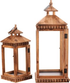 Set dvoch drevených lampášov hnedý DA211 BR (2 ks)