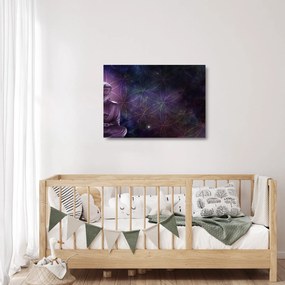 Sklenený obraz - Budha s kvetmi života (70x50 cm)