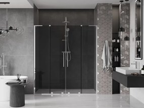 Mexen Velar L Duo, posuvné sprchové dvere do otvoru 200 cm, 8mm šedé sklo, chrómová, 871-200-003-42-01