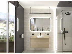 Zrkadlo do kúpeľne s osvetlením Tender LED s čiernym rámom 80x120 cm s vypínačom a podložkou proti zahmlievaniu