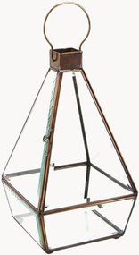 Malý sklenený a bronzový svietnik v tvare pyramídy Bisel