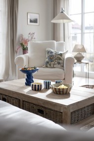 Bloomingville Dekoratívny vankúš s výšivkou Hanna Blue 45 × 45 cm