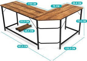 Rohový stôl hnedý