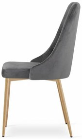 Set 4 stoličiek IMOLA - sivý zamat / nohy vo farbe dreva