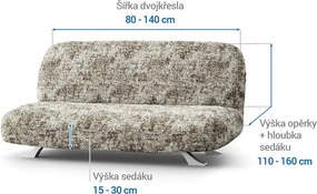 Bielastické poťahy MARMO béžové dvojkreslo s drevenými rúčkami (š. 80 -140 cm)