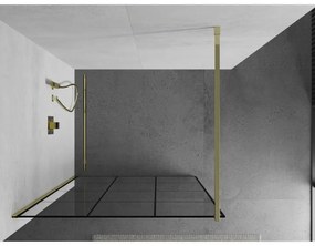 Mexen Kioto sprchová zástena 110x200 cm 8 mm, zlatý profil, sklo čierny vzor 1, 800-110-101-01-77