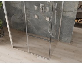Mexen Omega, 3-stenný sprchovací kút s posuvnými dverami 130 (dvere) x 80 (stena) cm, 8mm číre sklo, chrómový profil, 825-130-080-01-00-3S