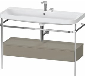 DURAVIT Happy D.2 Plus c-shaped kovový stojací podstavec s nábytkovým umývadlom s dvomi otvormi, 1 zásuvka, 1175 x 490 x 850 mm, chróm/kameňovo šedá matná lakovaná, HP4844E92920000