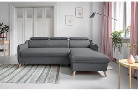 Tmavosivá rozkladacia rohová pohovka (pravý roh) Sweet Harmony – Miuform